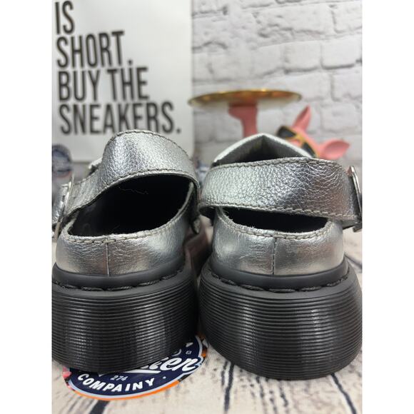 Dr Martens Laketen Platform Sandals Womens 9 Sliver Black Clog Mules Slides NEW - Picture 7 of 8